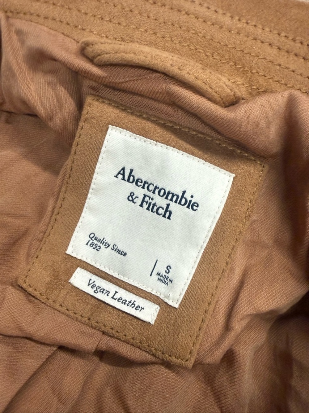 Abercrombie & Fitch Faux Leather Moto Jacket Camel Brown, Size Small - Picture 8 of 10